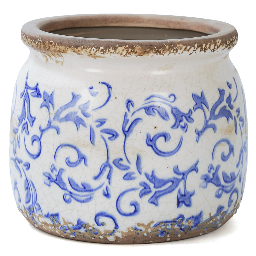 Dosayes Vintage Ceramic Flower Pot front view with floral design