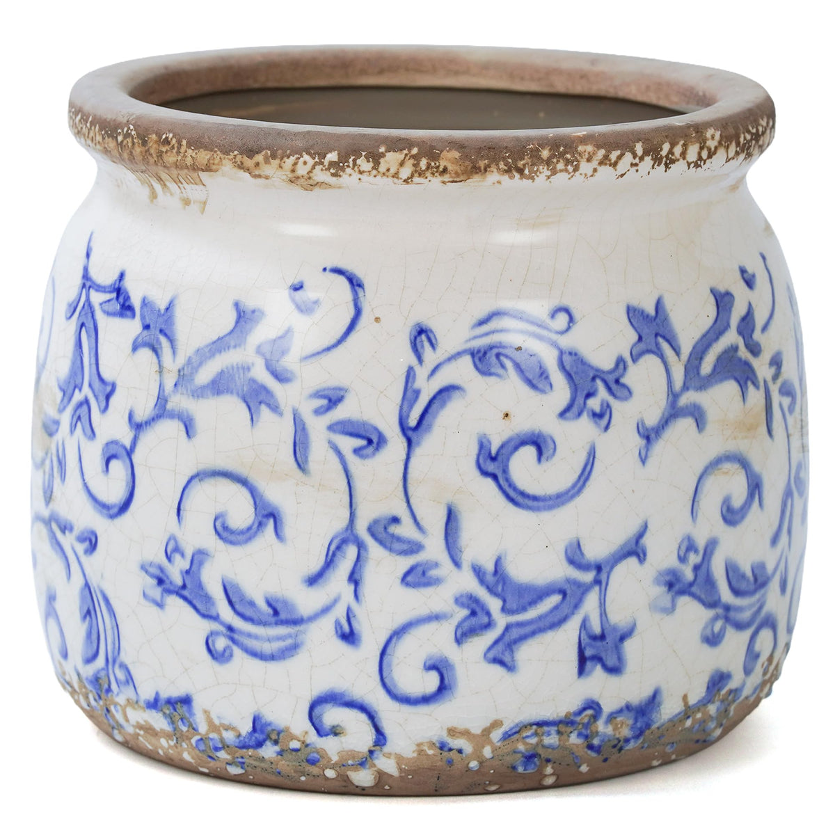 Dosayes Vintage Ceramic Flower Pot front view with floral design