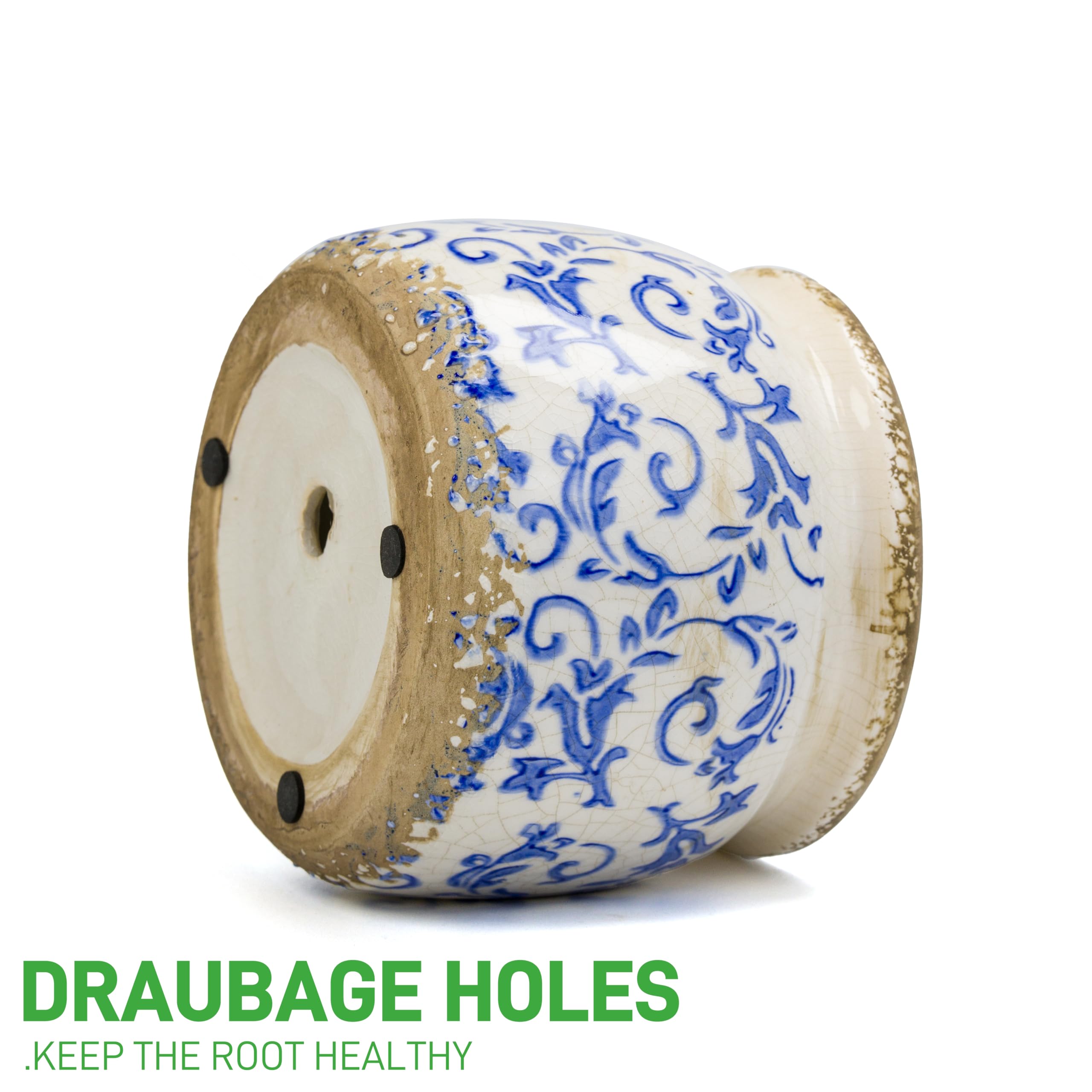 Dosayes Vintage Ceramic Flower Pot in a garden setting