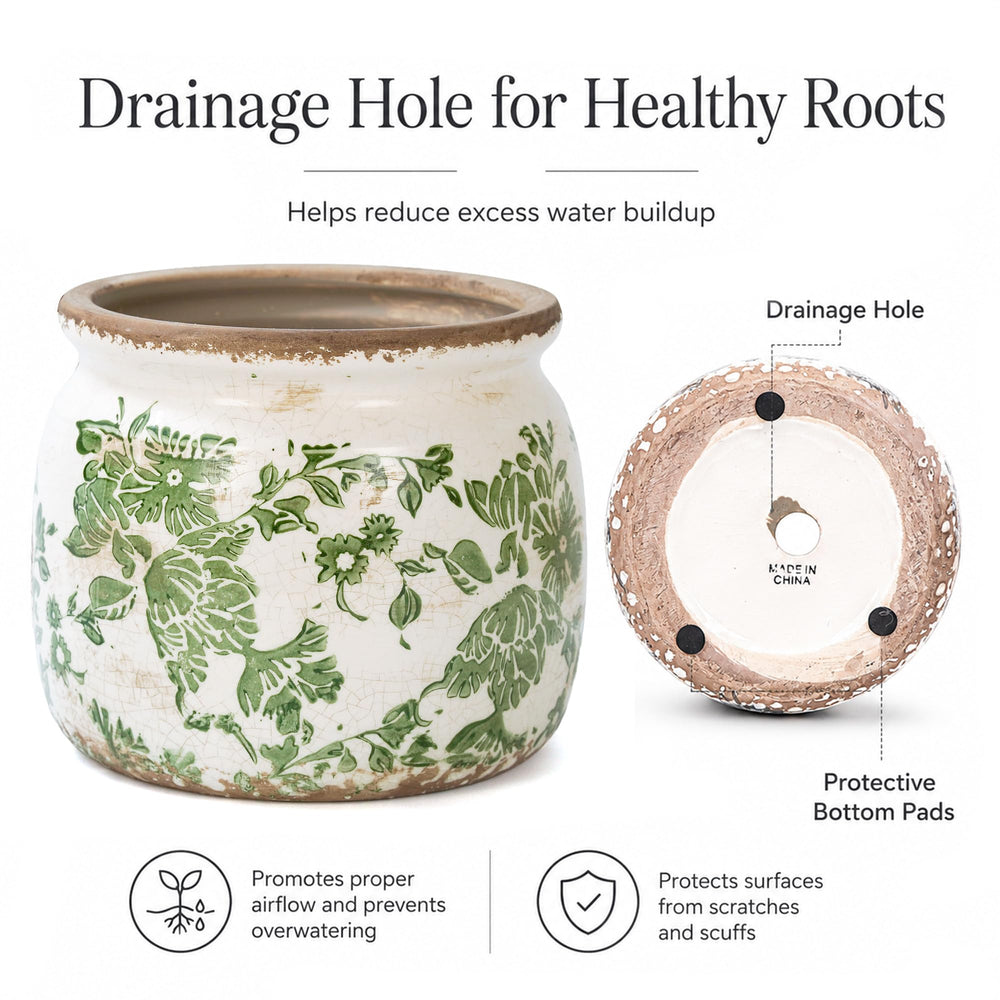 Dosayes Vintage Ceramic Flower Pot with tray included