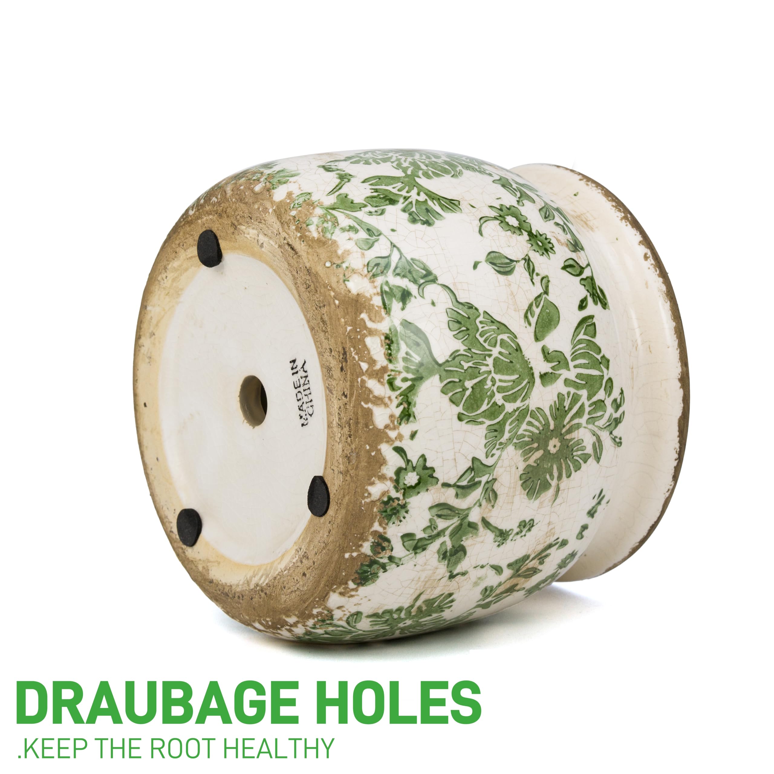 Dosayes Vintage Ceramic Flower Pot with various plants