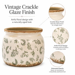 Dosayes Vintage Flower Pot with floral design on a windowsill