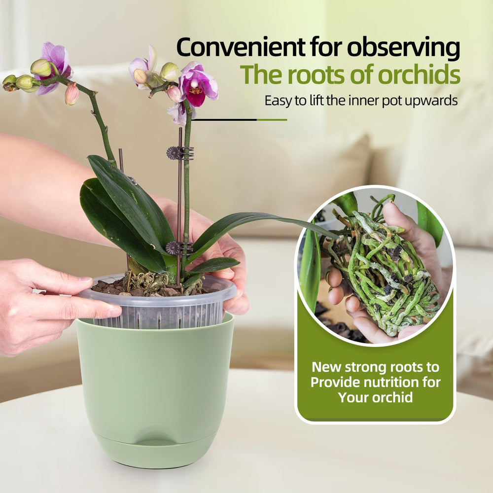 Double-layer design of QCQHDU Orchid Pot with elegant outer layer