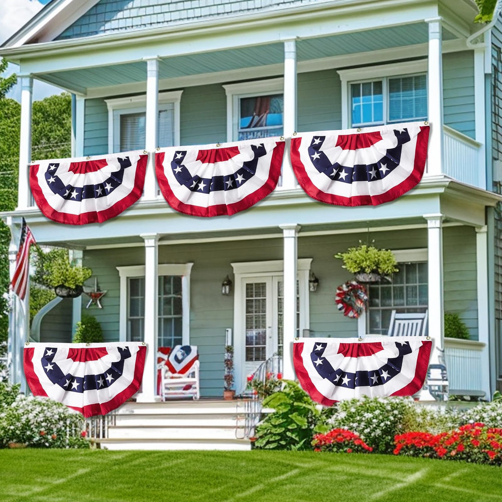 Double-sided TURNMEON American Flags Bunting with stars and stripes pattern