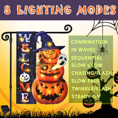 Double-sided view of FLAGMESAGE Halloween Lighted Garden Flag
