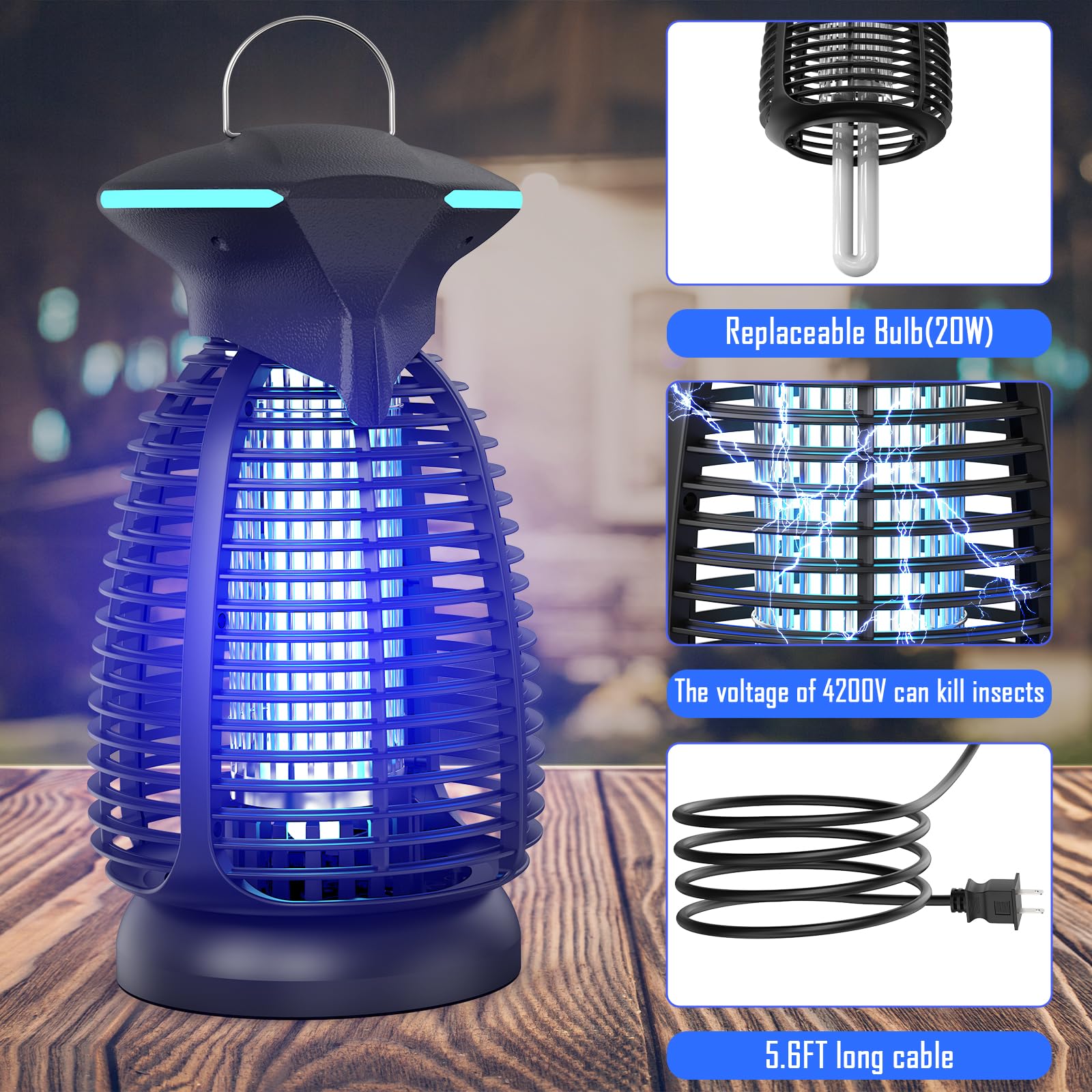 Dovima Bug Zapper with cleaning brush and tray