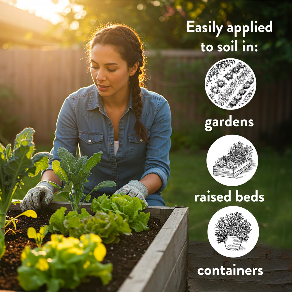 Down To Earth Acid Mix fertilizer in a gardening setup