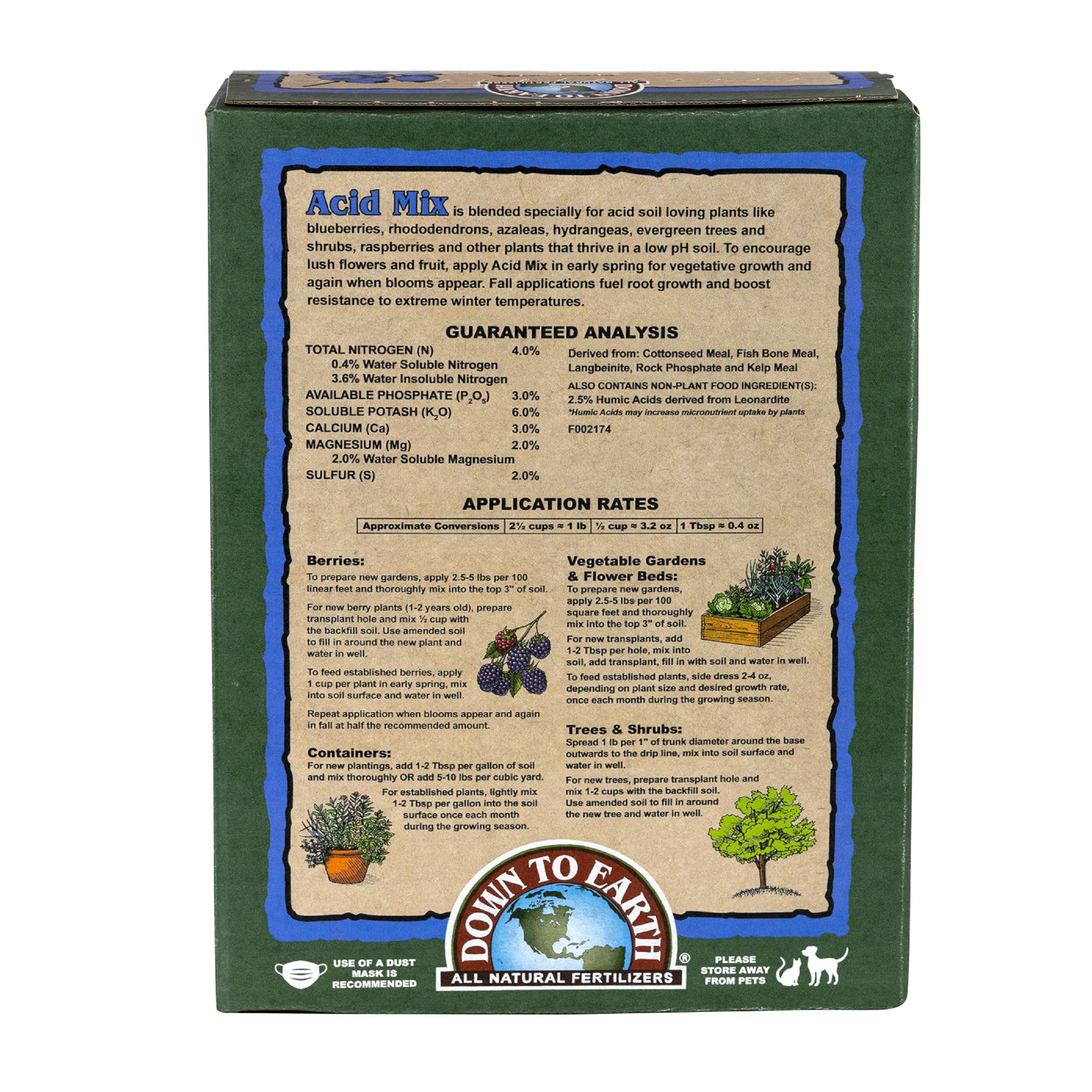 Down To Earth Acid Mix packaging with product details