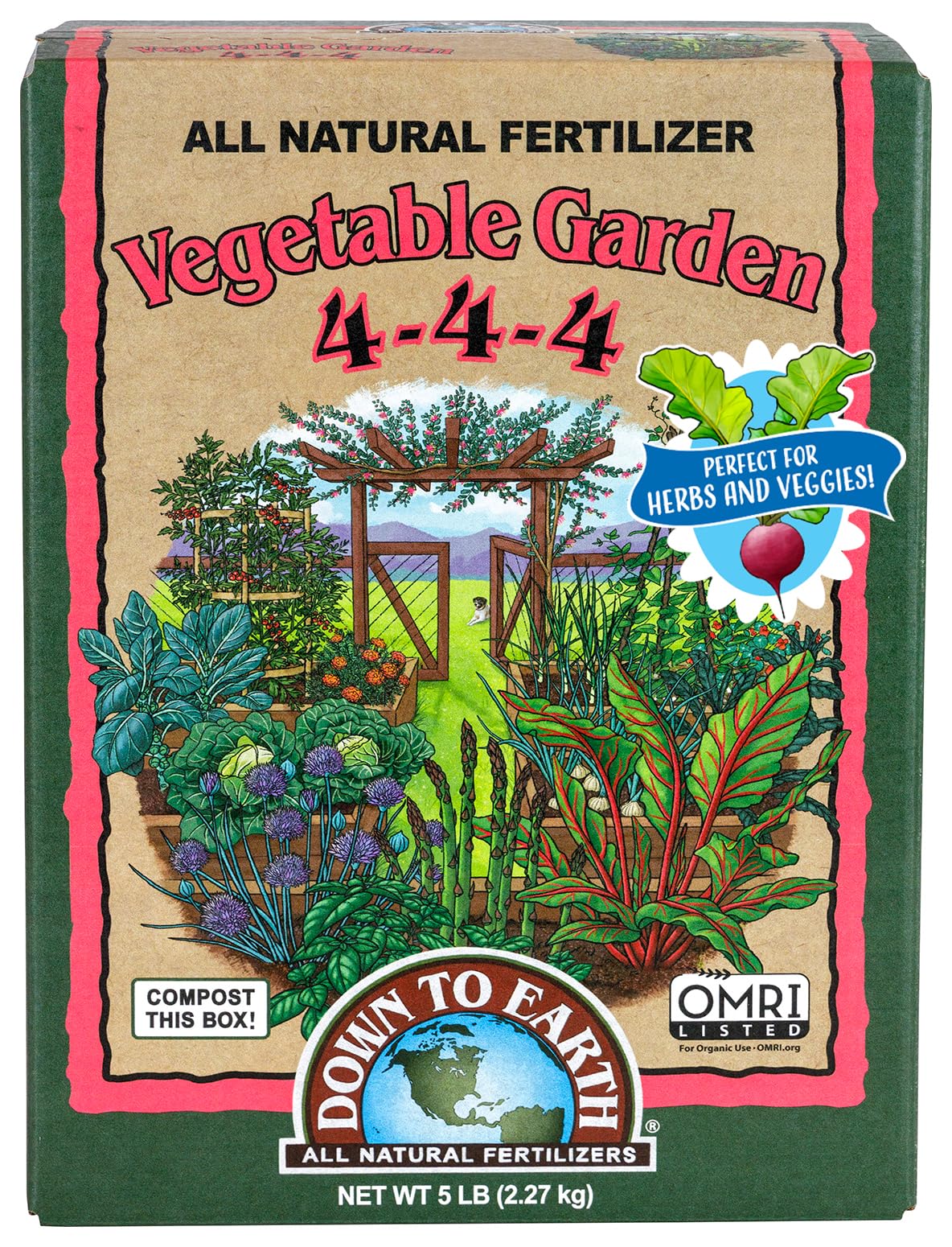 Down To Earth All Natural Fertilizers 5 lb granules packaging front view