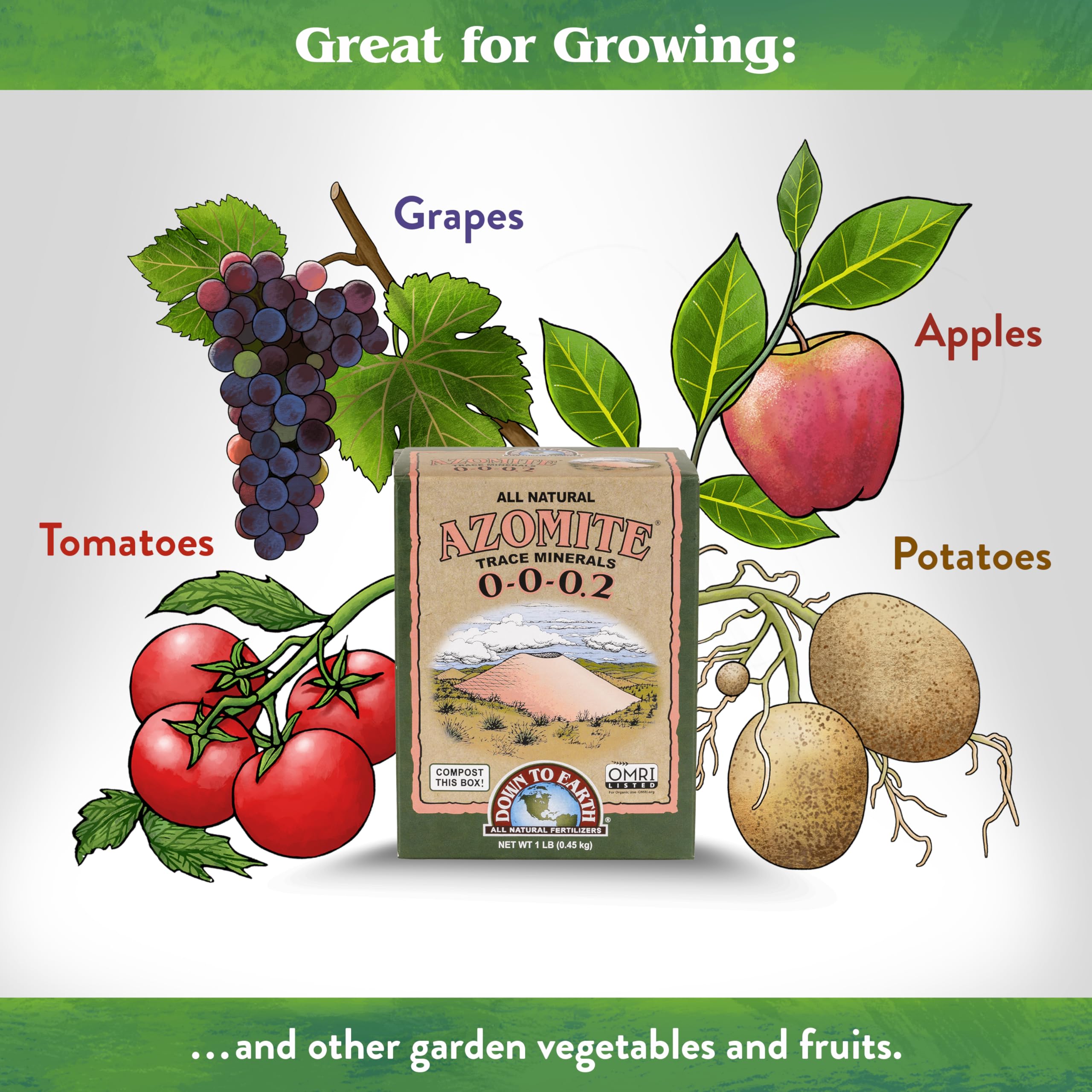Down To Earth Organic Azomite Minerals Powder back view with ingredient information