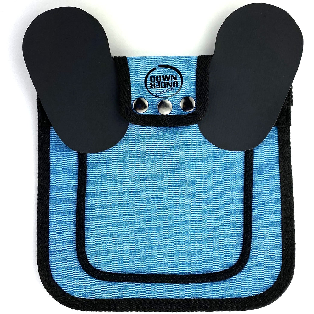 DOWN UNDER OUTDOORS Chicken Saddle Hen Apron Saver front view in blue