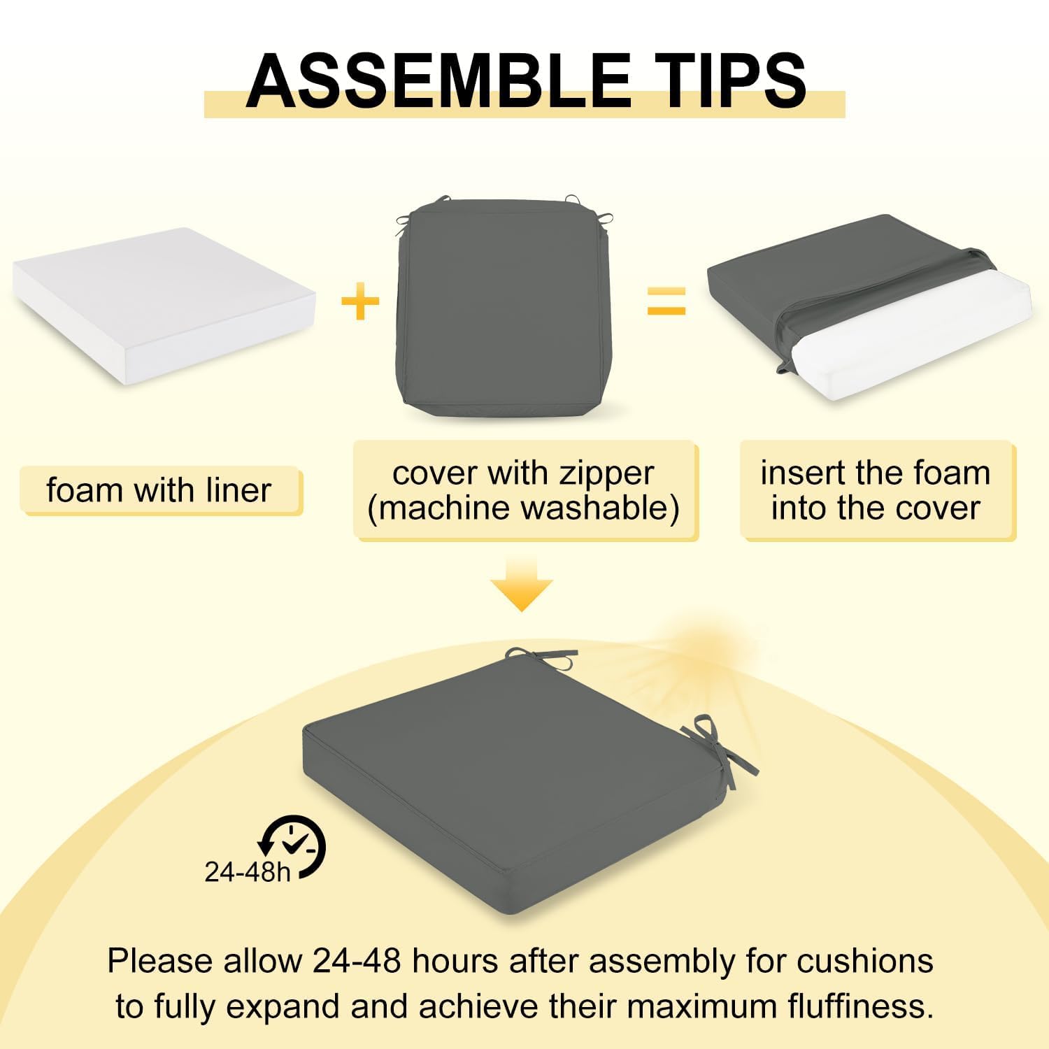 downluxe cushion with non-slip ties attached