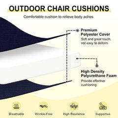 downluxe navy outdoor chair cushion showing adjustable straps