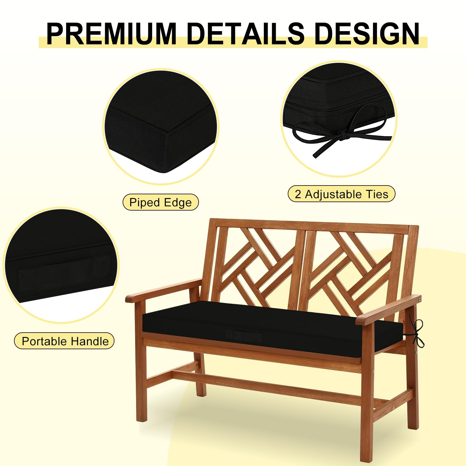 downluxe outdoor bench cushion on patio furniture
