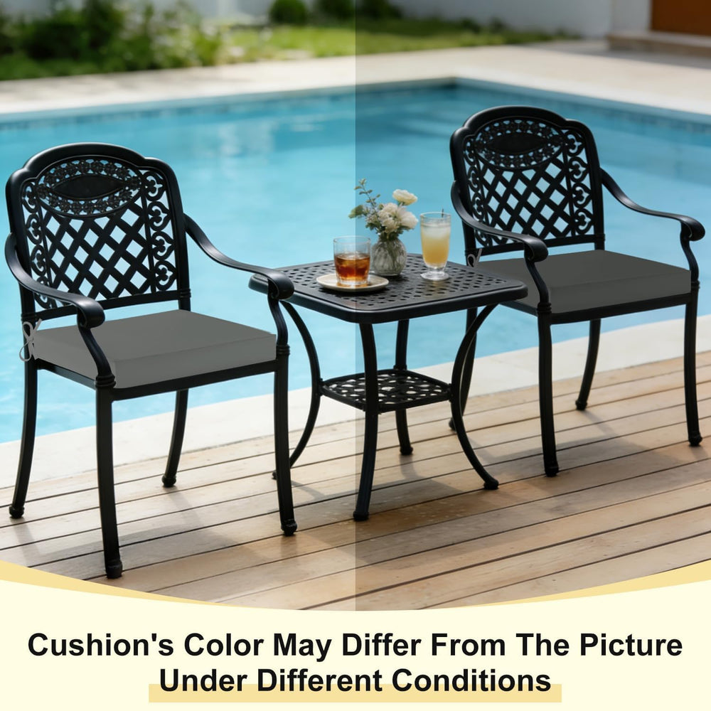 downluxe outdoor chair cushion dark grey on patio