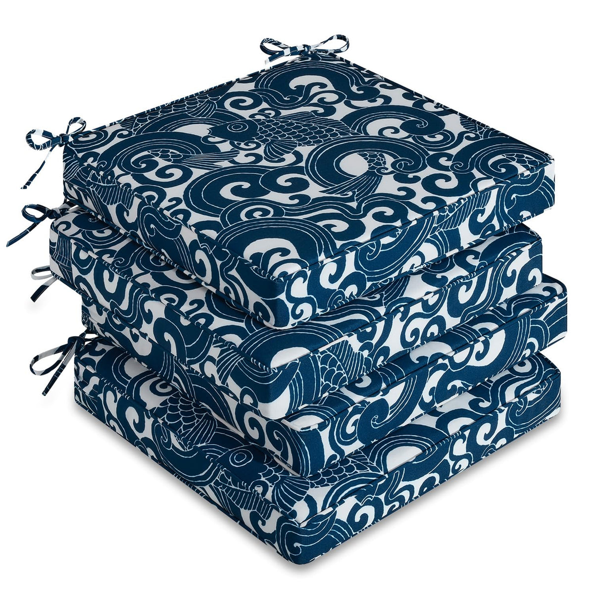 downluxe Outdoor Chair Cushion front view, Blue Carp