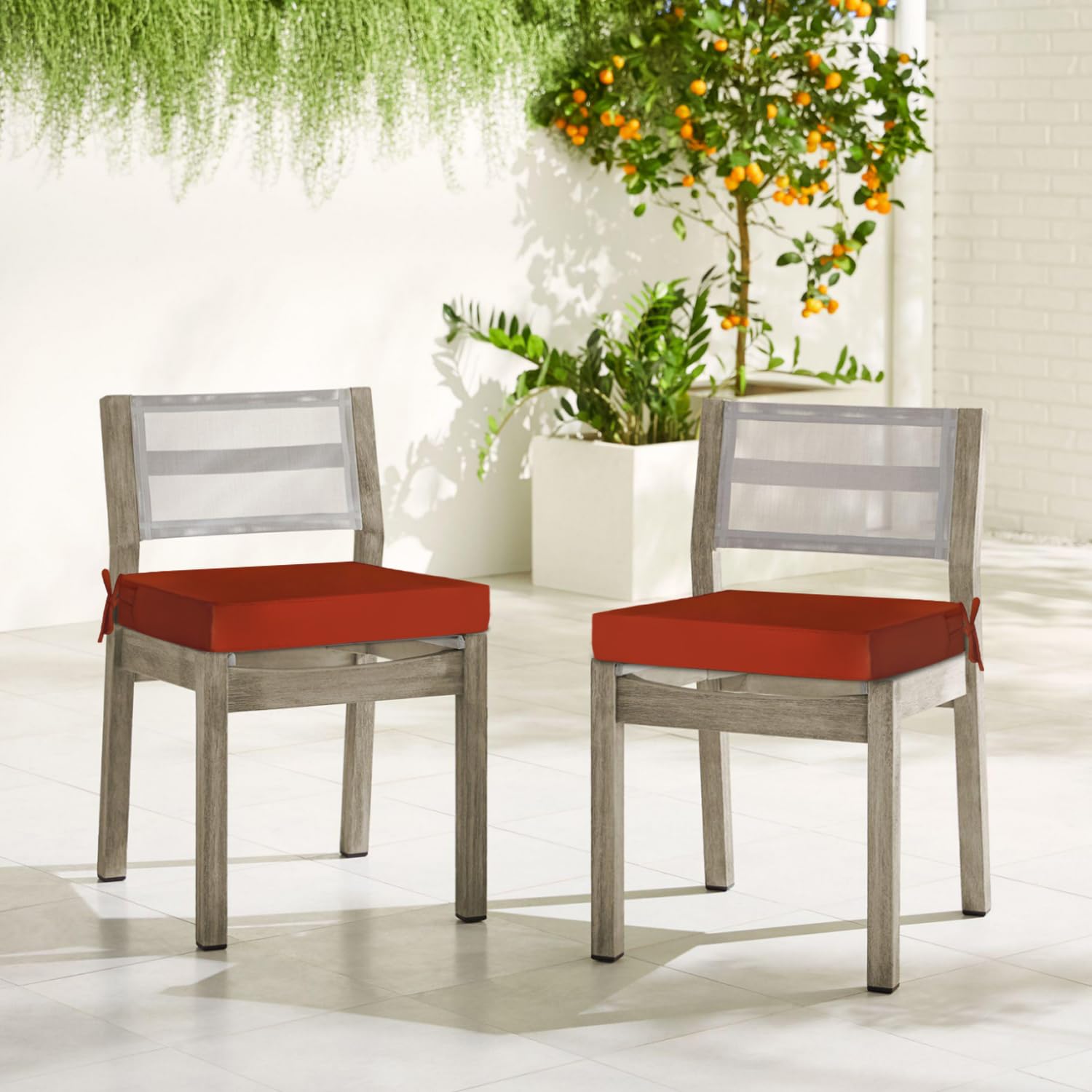 downluxe outdoor chair cushion in use on patio chair