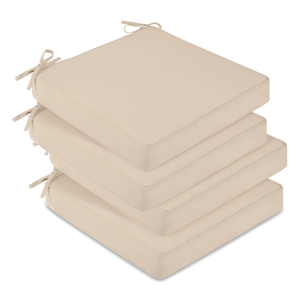 downluxe Outdoor Chair Cushion set of 4 beige cushions front view