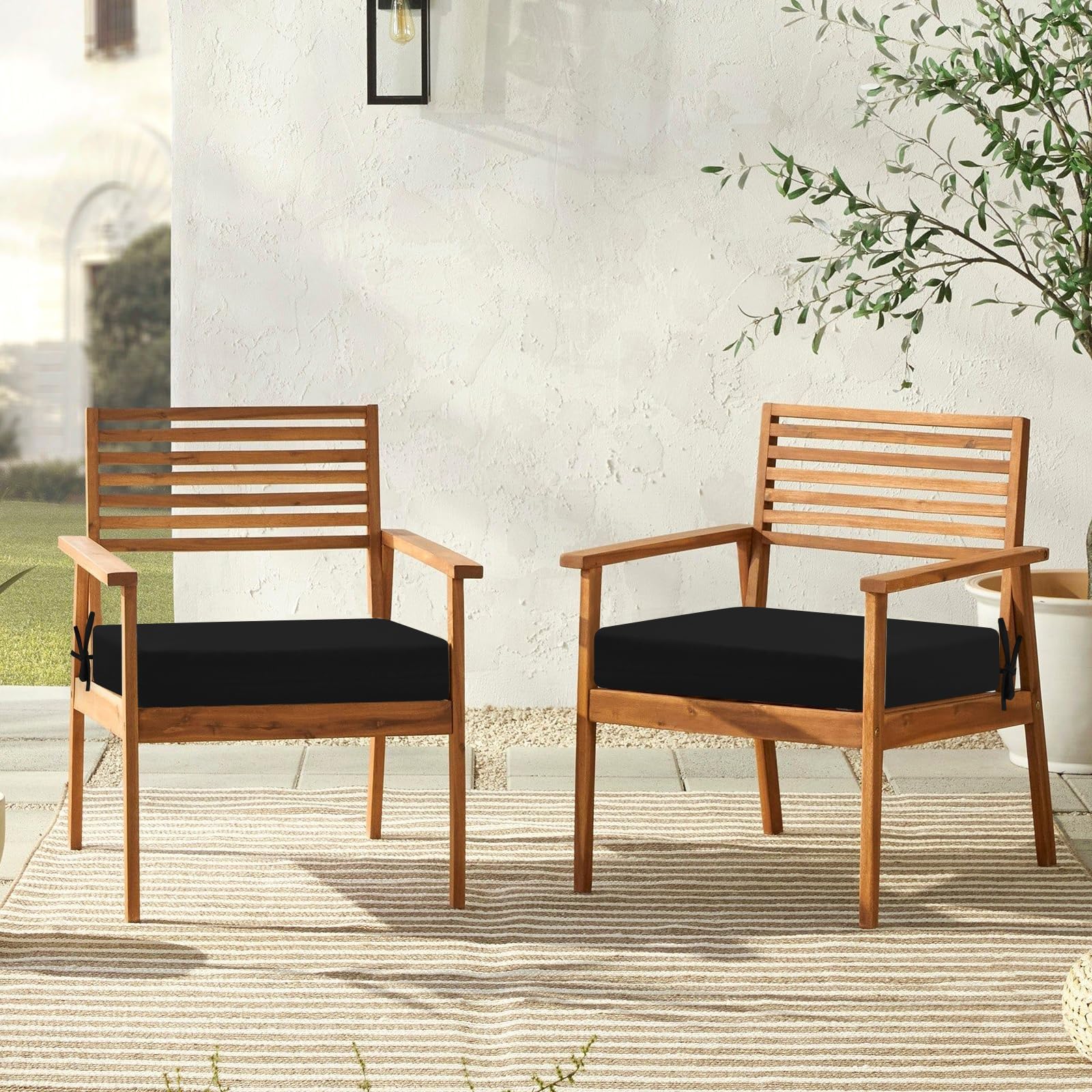 downluxe outdoor chair cushions, dimensions shown with a ruler