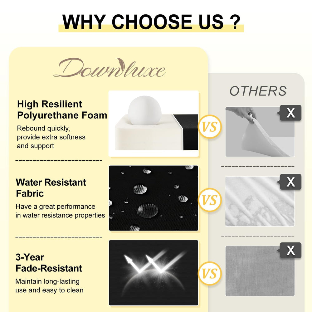 downluxe outdoor chair cushions packed for vacuum storage