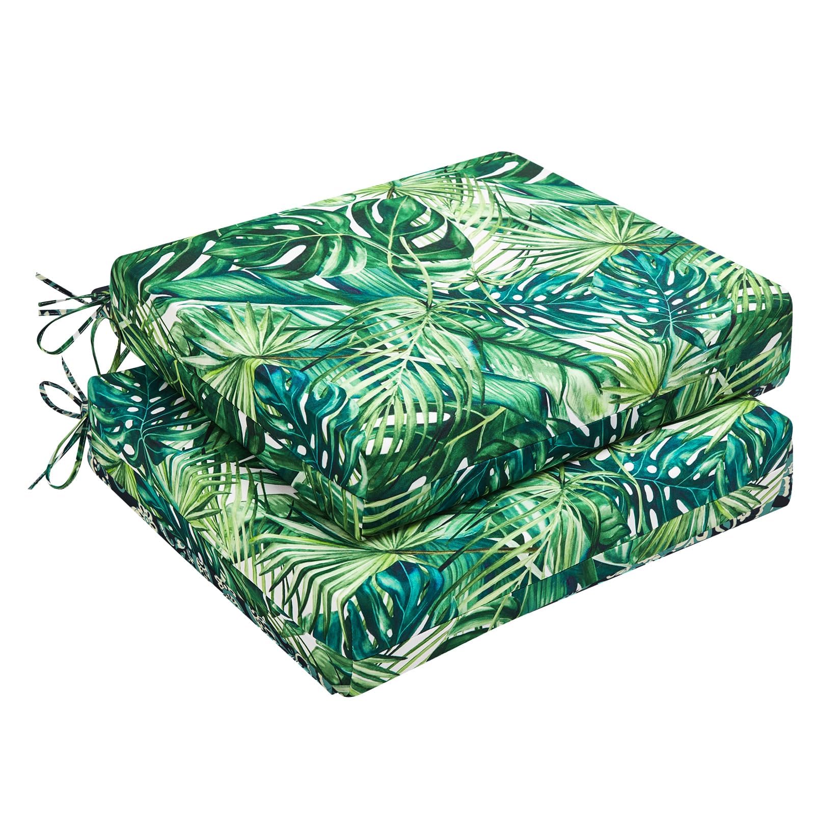 downluxe outdoor chair cushions set of 2 in palm leaves design