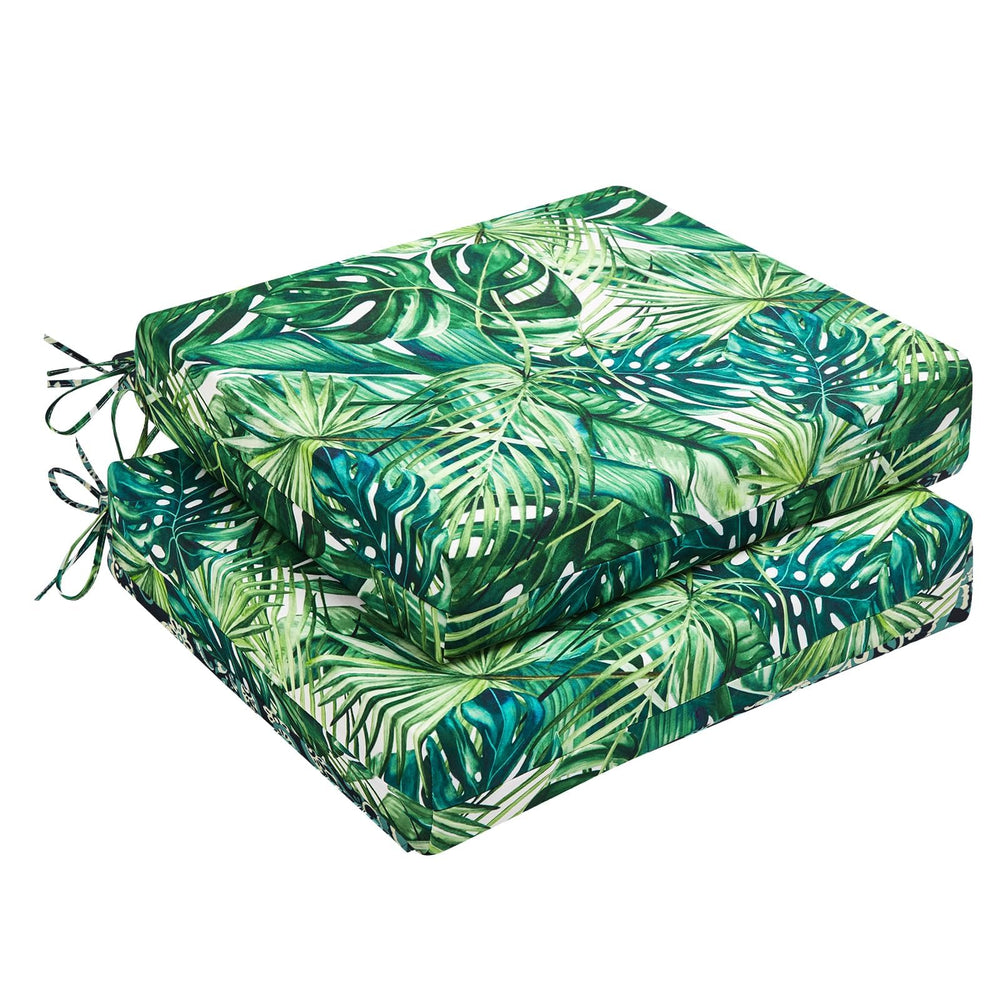 downluxe outdoor chair cushions set of 2 in palm leaves design