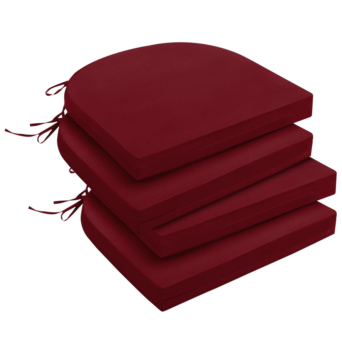 downluxe outdoor chair cushions set of 4 in burgundy, front view