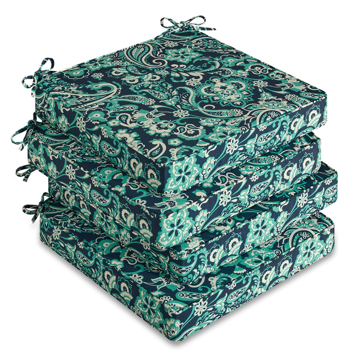 downluxe Outdoor Chair Cushions Set of 4 in Green Paramecium front view
