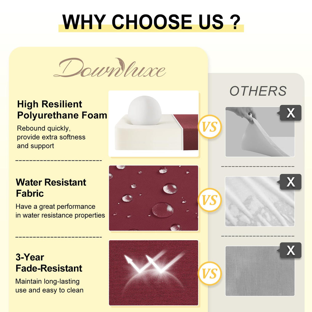 downluxe outdoor chair cushions showing high-density foam details