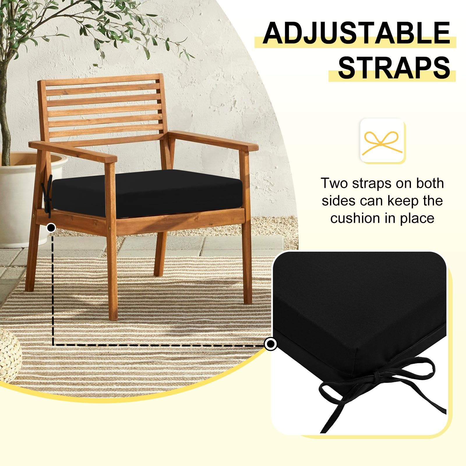 downluxe outdoor chair cushions, side view showing thickness