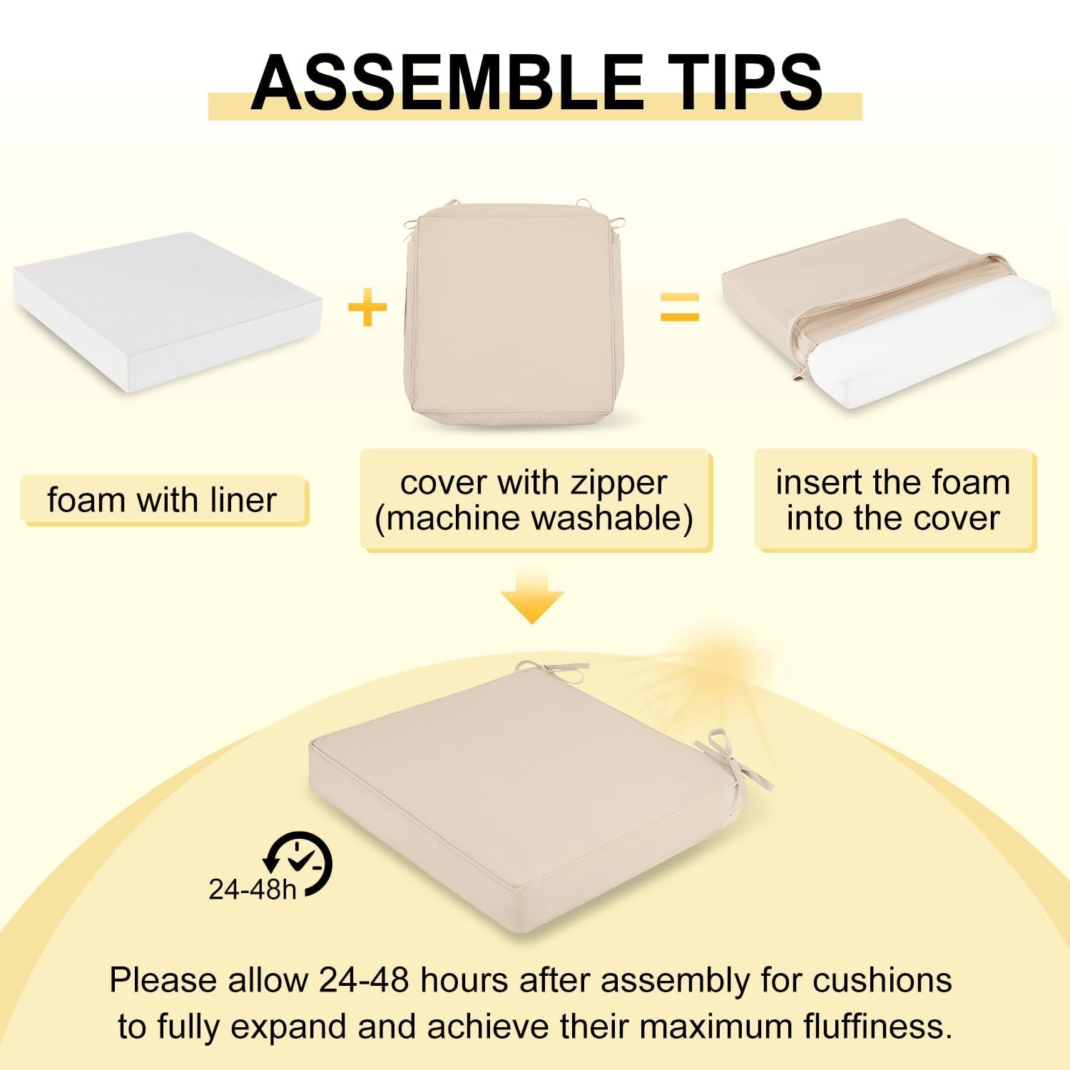 downluxe Waterproof Outdoor Chair Cushion beige displayed in box