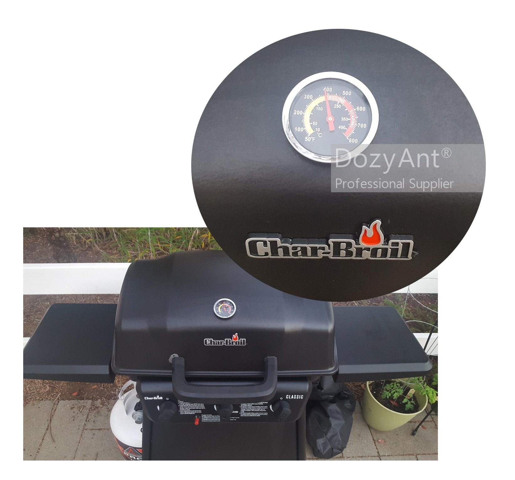 DOZYANT grill thermometer back view with stem