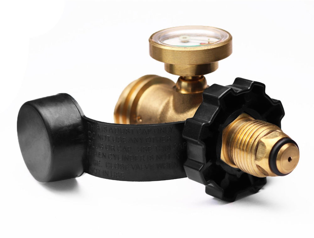 DOZYANT propane adapter installed on a tank