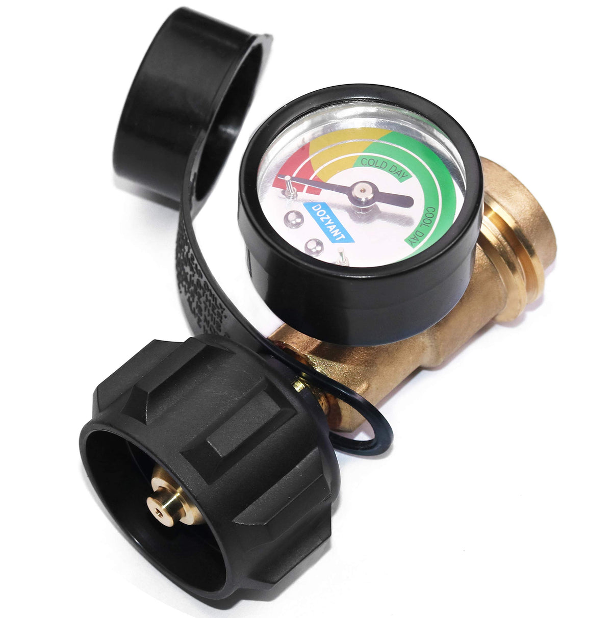 DOZYANT Propane Tank Gauge front view with black finish