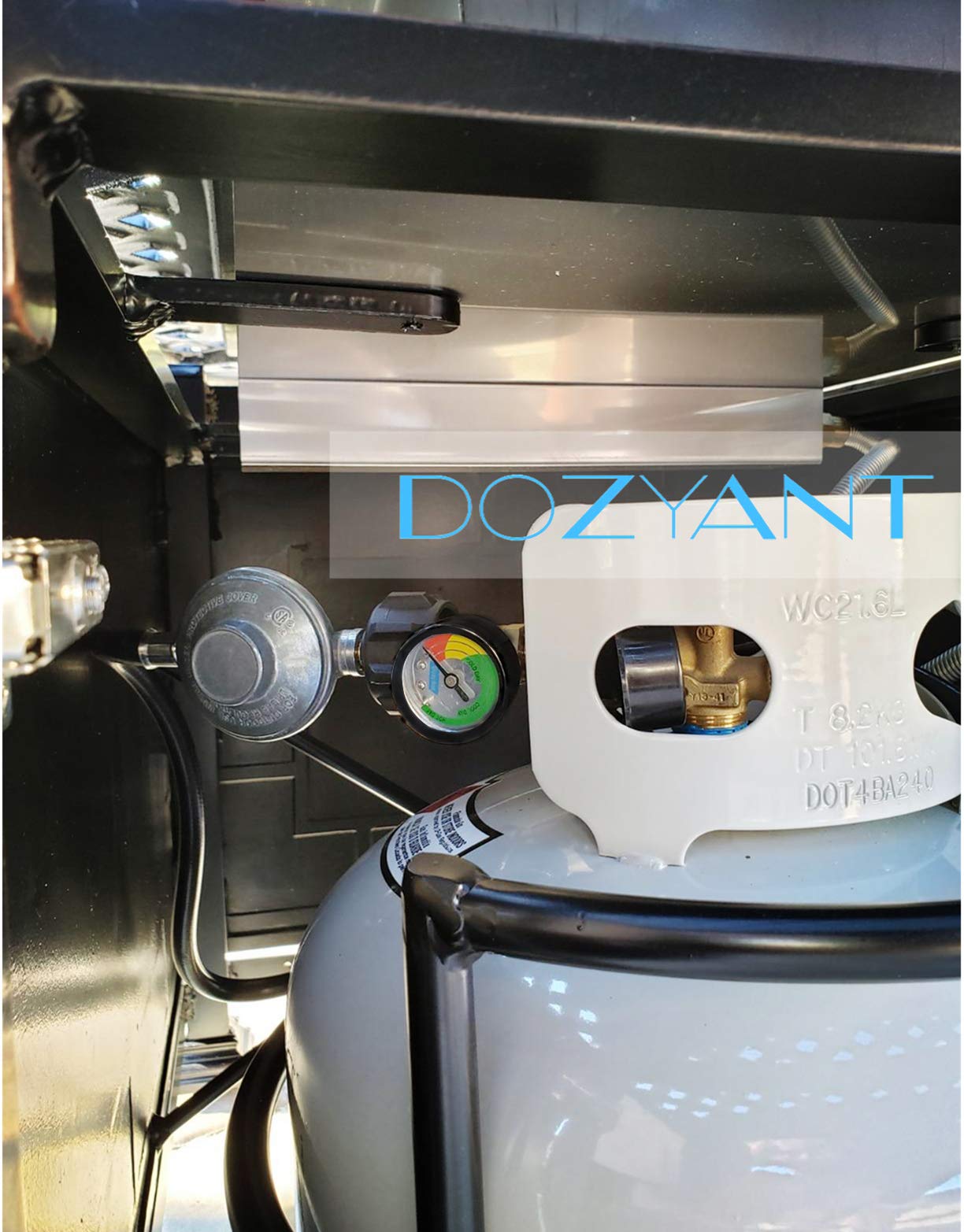 DOZYANT Propane Tank Gauge with camp stove in background