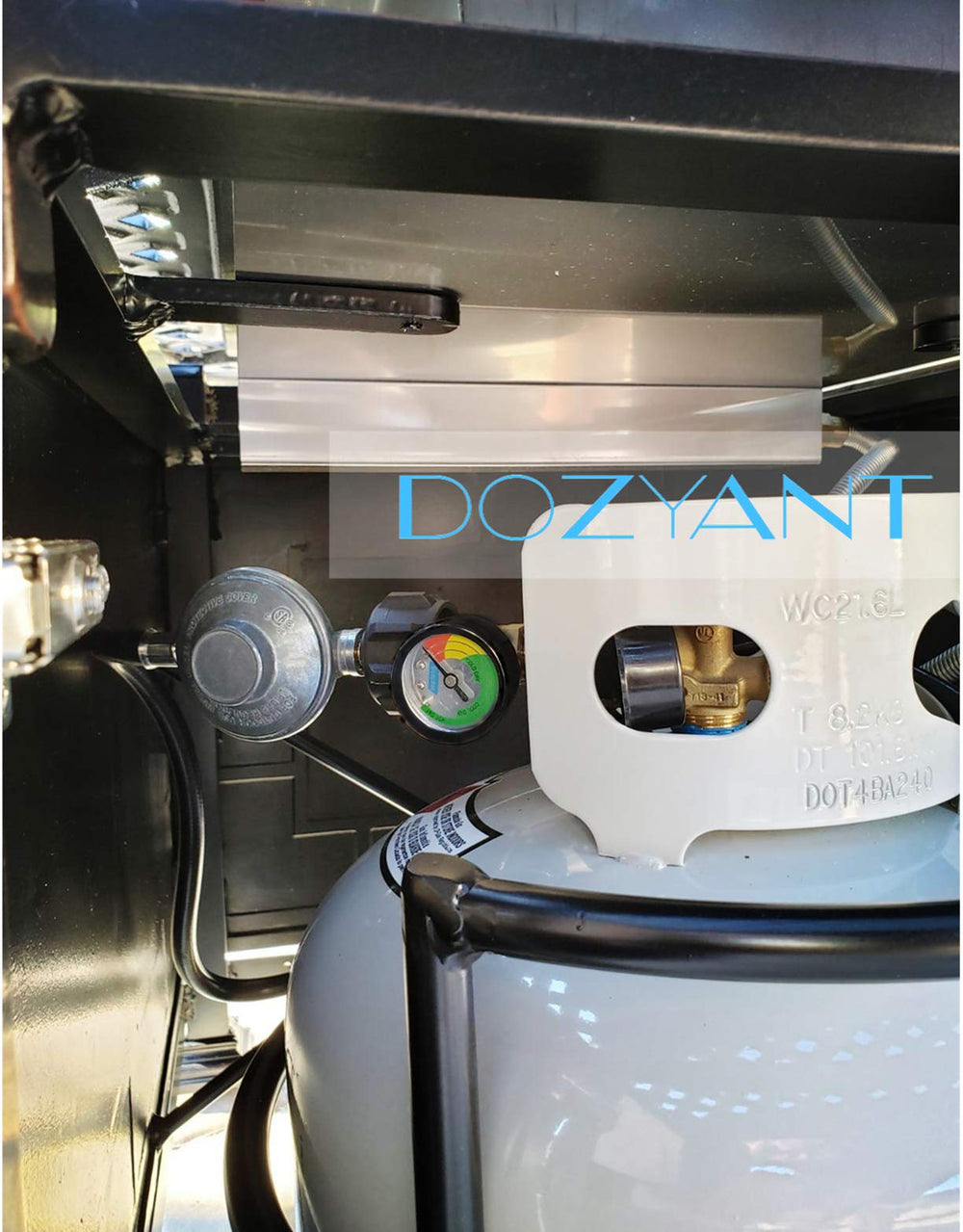 DOZYANT Propane Tank Gauge with camp stove in background