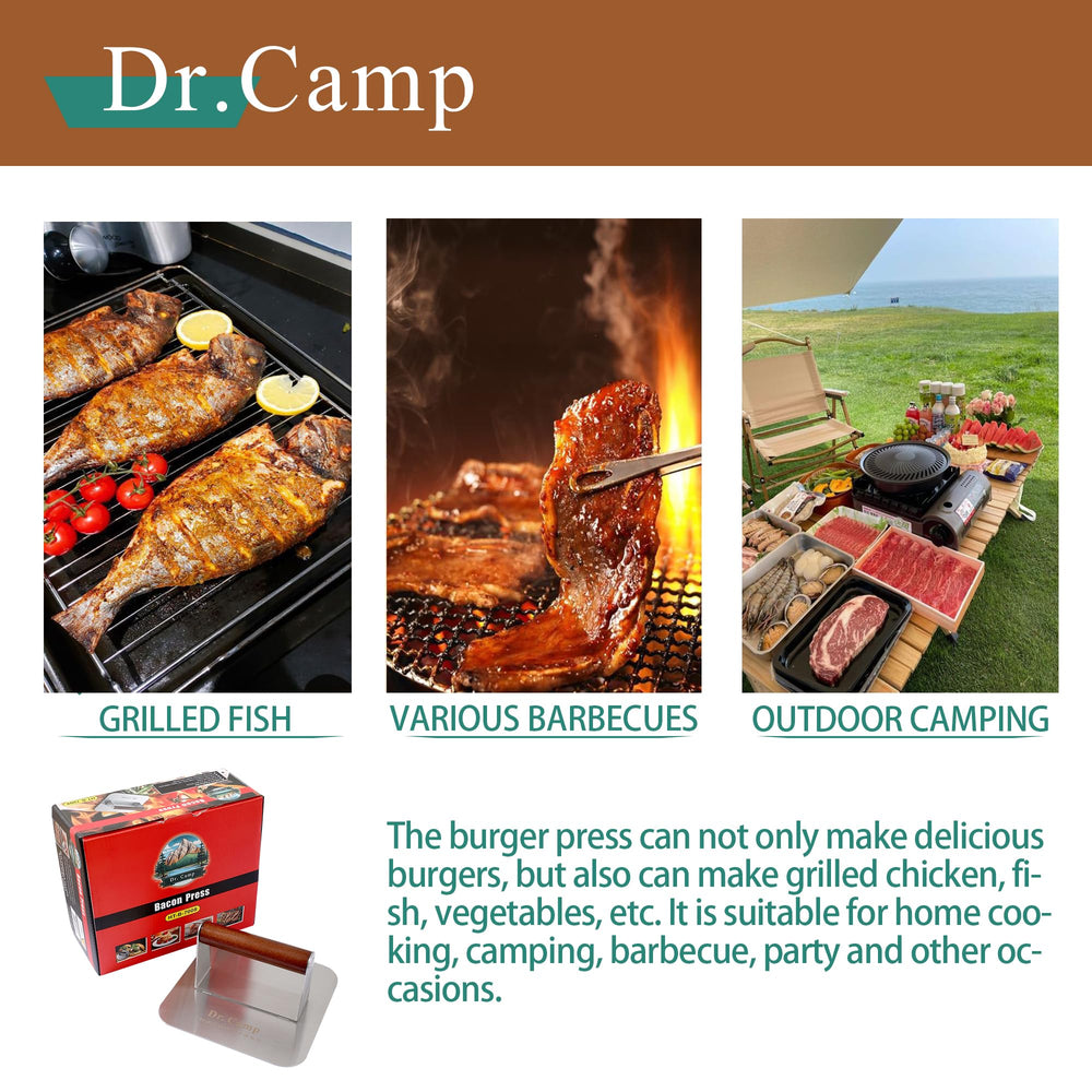 Dr.Camp burger press showing laser welded finish
