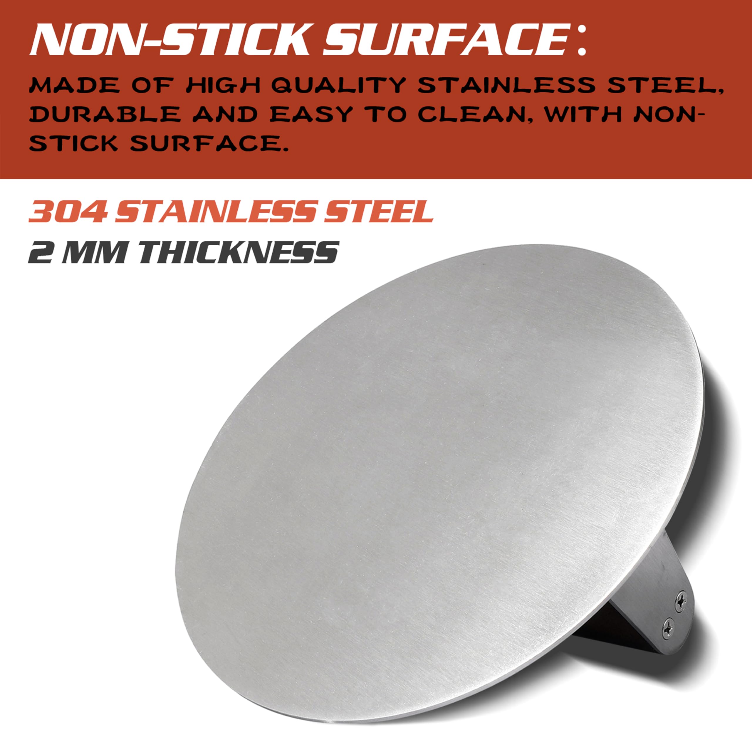 Dr.Camp stainless steel burger press side view
