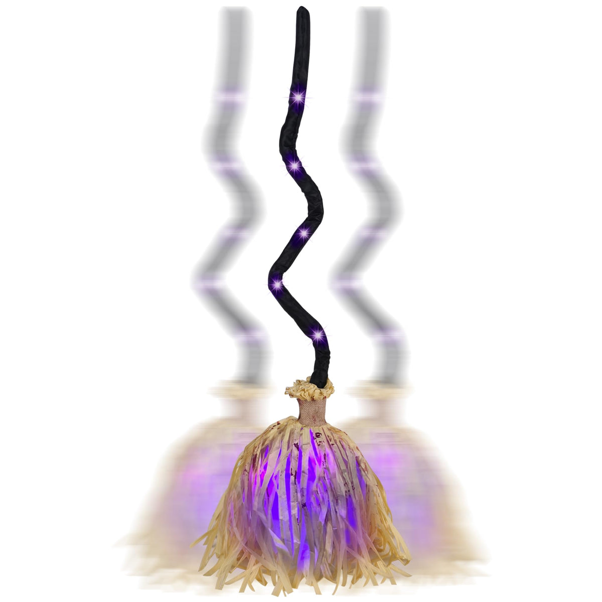 DR.DUDU 35-inch animated witches broom with purple LED lights
