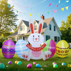 DR.DUDU 7.2 ft Easter inflatable bunny with LED lights