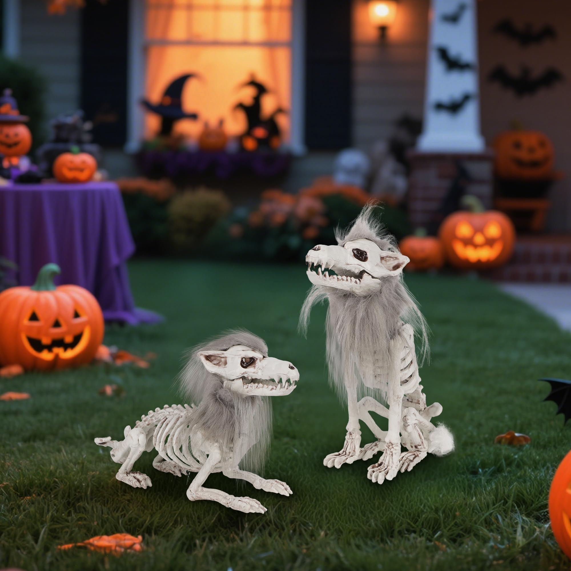 DR.DUDU Halloween Skeleton Wolf detailed face view