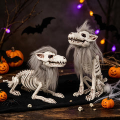 DR.DUDU Halloween Skeleton Wolf lying down front view