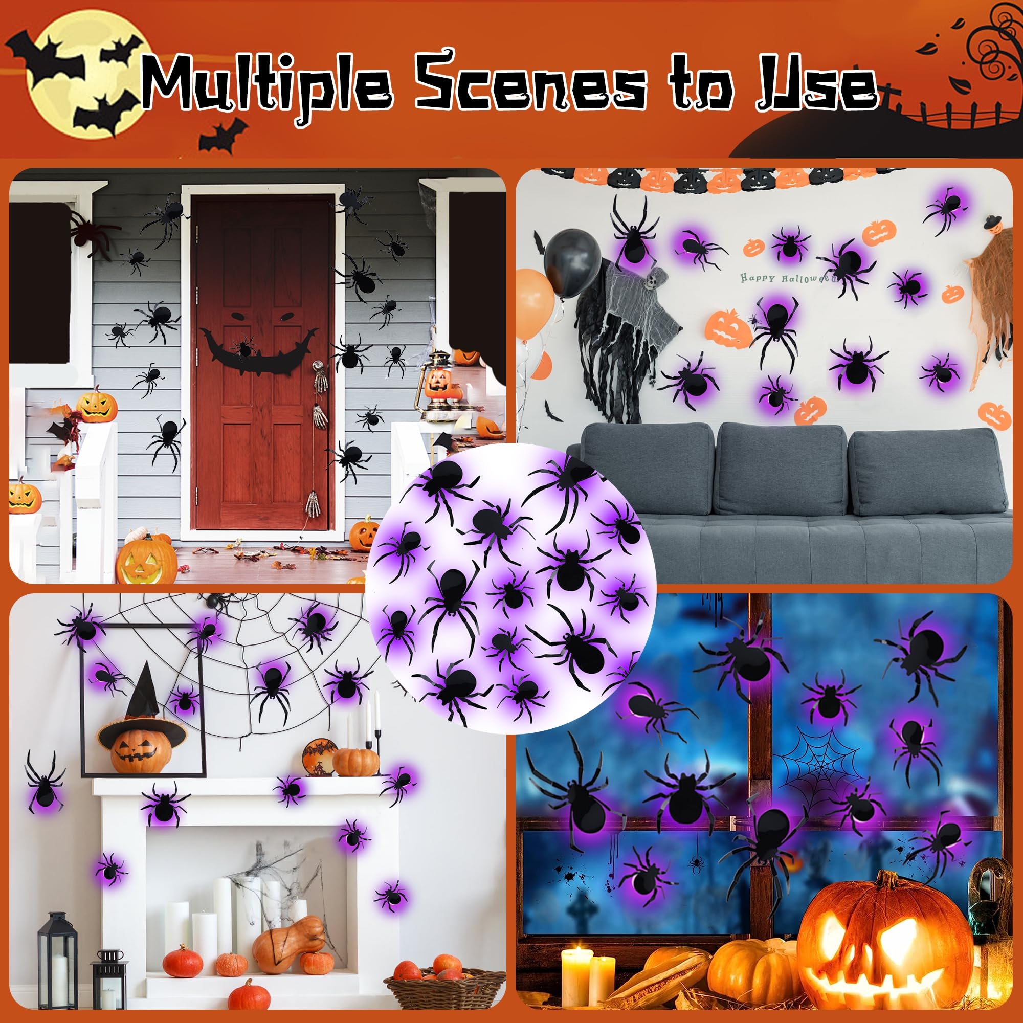 DR.DUDU Halloween wall decor light up spiders display