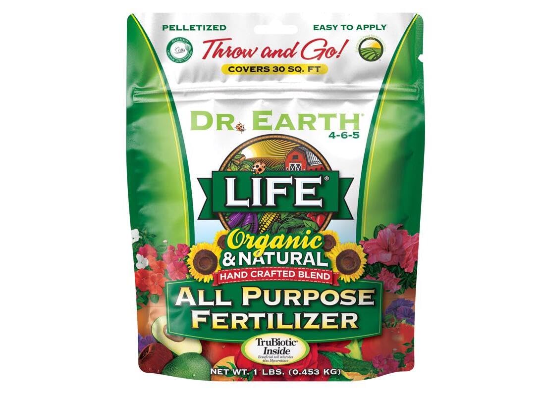 Dr. Earth 91164 All Purpose Fertilizer back view with ingredients listed