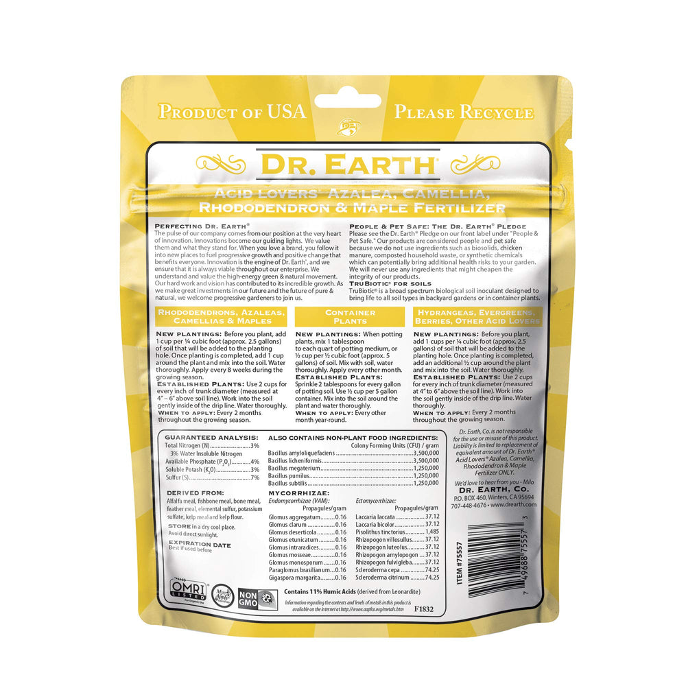 Dr. Earth Organic MINI Acid Lover Fertilizer 1 lb powder texture close-up
