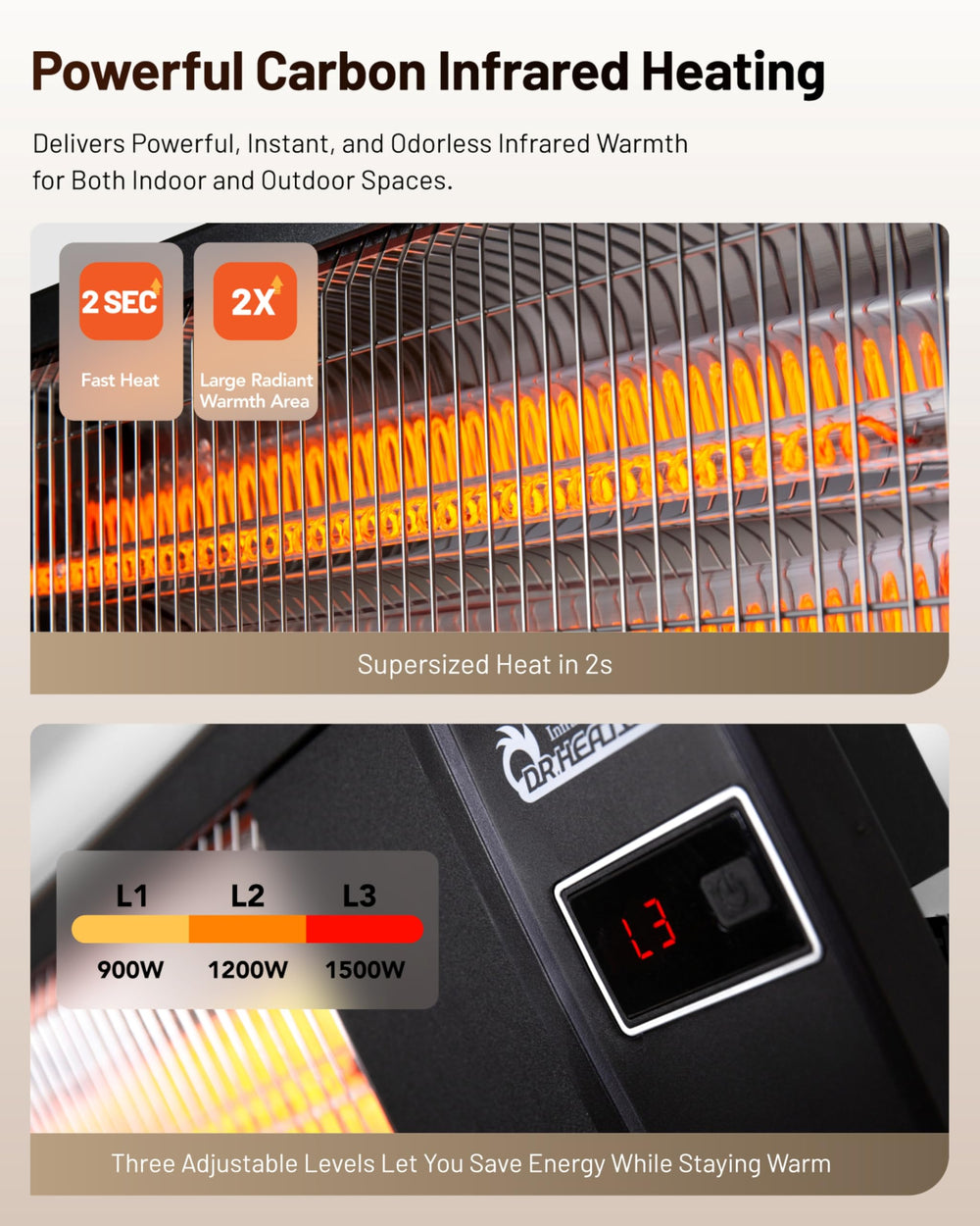 DR. INFRARED HEATER mounted on patio ceiling