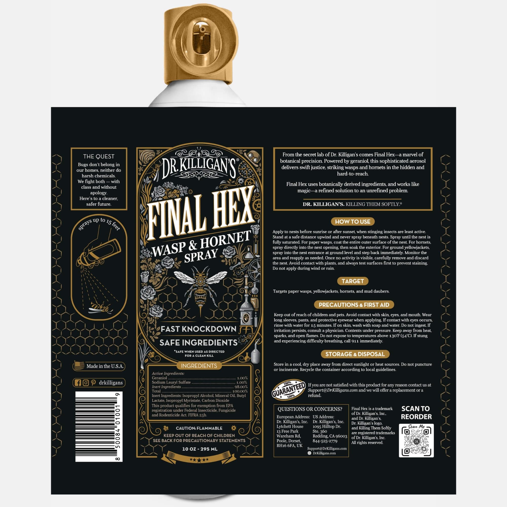 Dr. Killigan's Final Hex wasp spray, 15 ft reach actuator detail