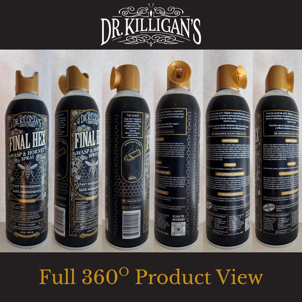 Dr. Killigan's Final Hex wasp spray, eco-conscious packaging