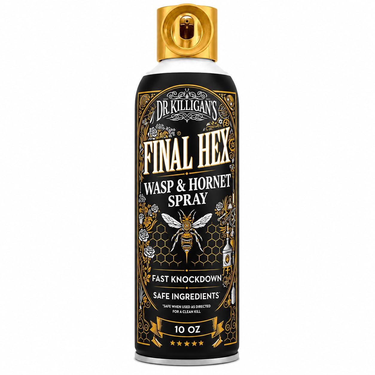 Dr. Killigan's Final Hex wasp spray front view, 10oz aerosol can