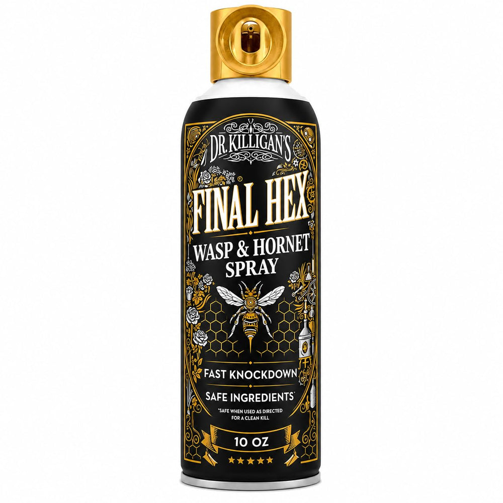 Dr. Killigan's Final Hex wasp spray front view, 10oz aerosol can